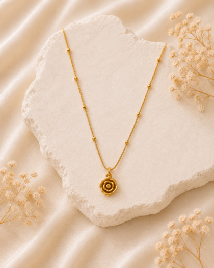 Golden Rose Charm Necklace