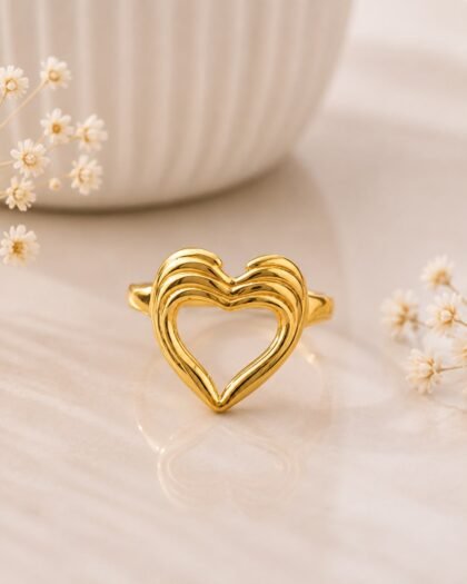 Golden Heart Halo Ring
