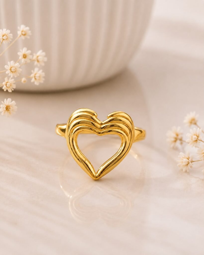 Golden Heart Halo Ring