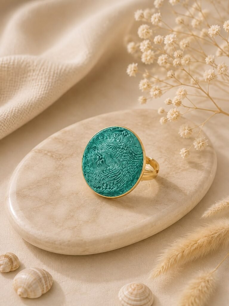 Emerald Coin Statement Ring