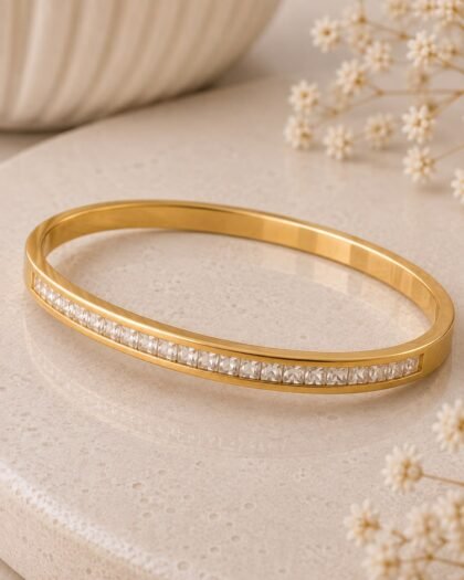 Crystal Line Gold Hand Cuff