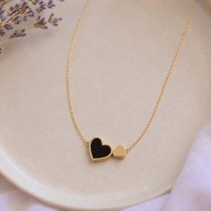 Midnight Love Double Heart Pendant