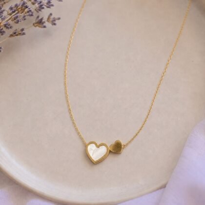 Pearl Double Heart Pendant (White)