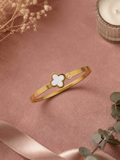 Pearl Clover Cuff Bracelet