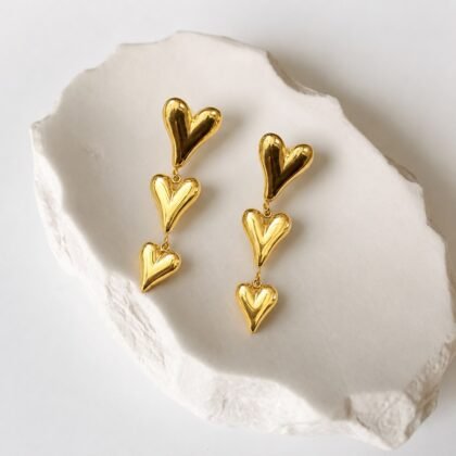 Triple Heart Drop Earrings