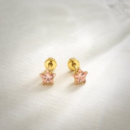 Pink Star Crystal Stud Earrings