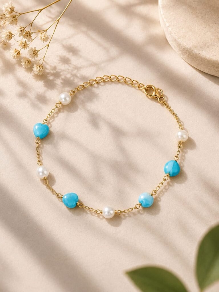 Azure Pearl Charm Bracelet