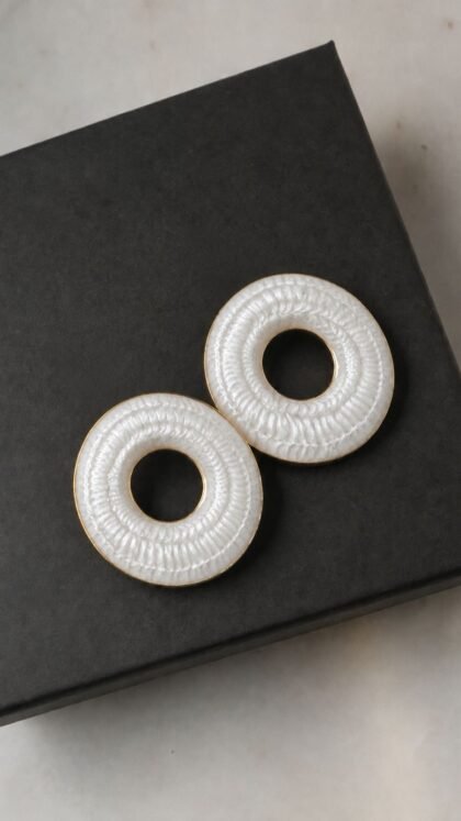 White Textured Hoop Earrings