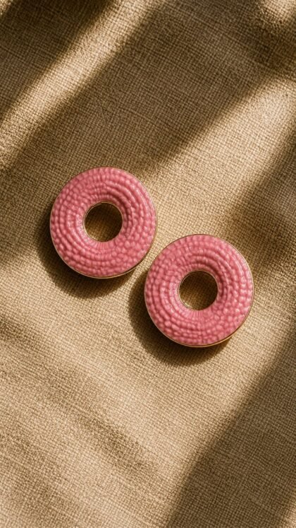 Pink Textured Hoop Earrings