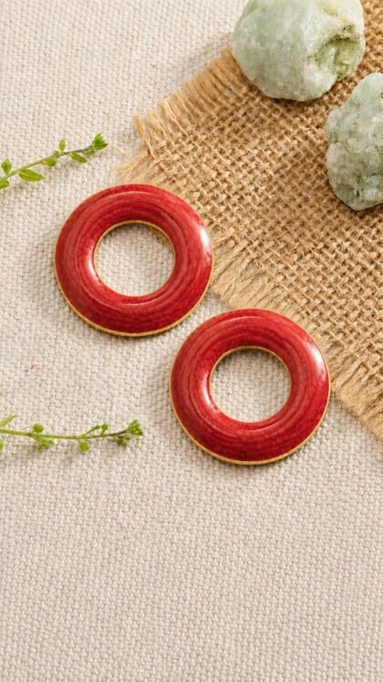 Red Textured Hoop Earrings