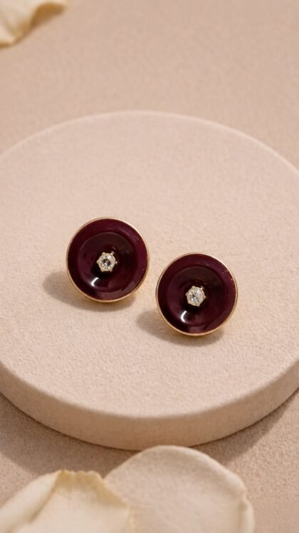 Royal Burgundy Stone Stud Earrings