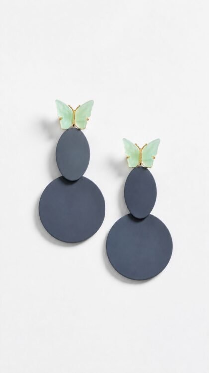 Matte Grey Butterfly Statement Earrings
