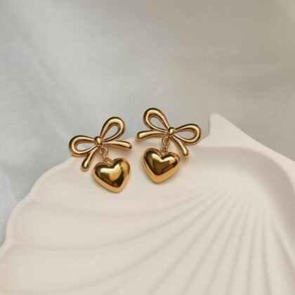 Bow Heart Drop Earrings