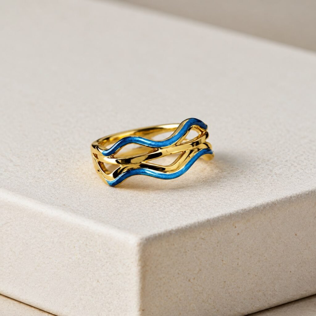 Azure Wave Gold Ring