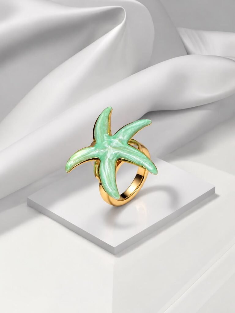 Aqua Starfish Statement Ring